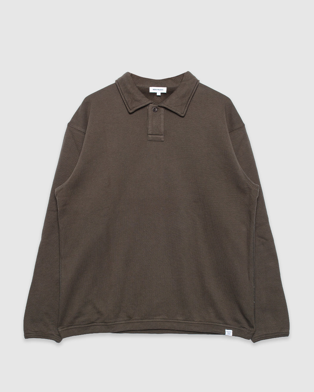 Hjartdal Brushed Diagonal Cotton Fleece Polo Beech Green