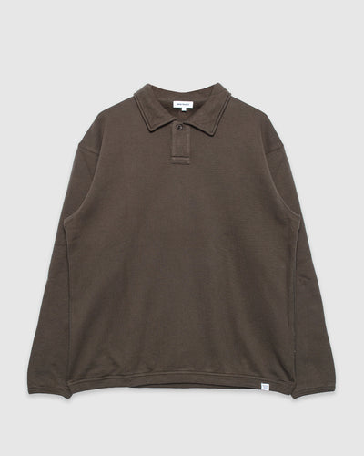 Hjartdal Brushed Diagonal Cotton Fleece Polo Beech Green