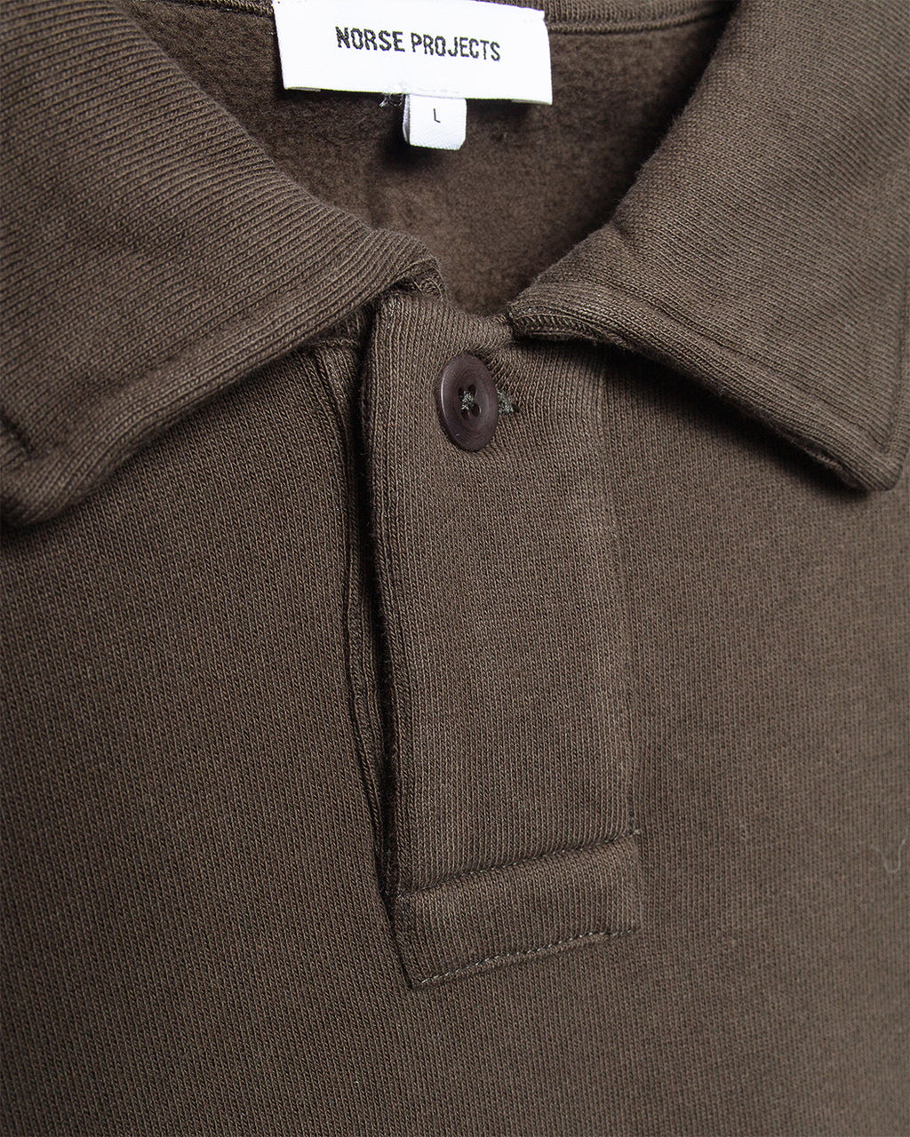 Hjartdal Brushed Diagonal Cotton Fleece Polo Beech Green