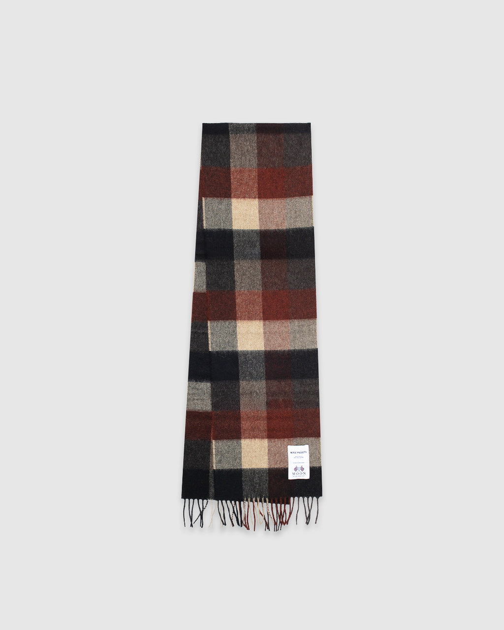 Norse Moon Merino Lambswool Checked Scarf Espresso