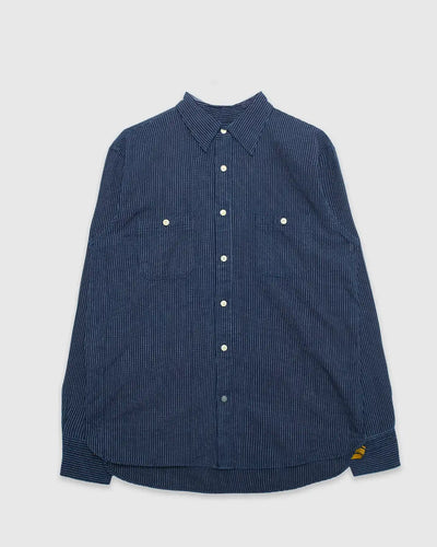 No240 Utility Shirt Indigo White Stripe Chambray