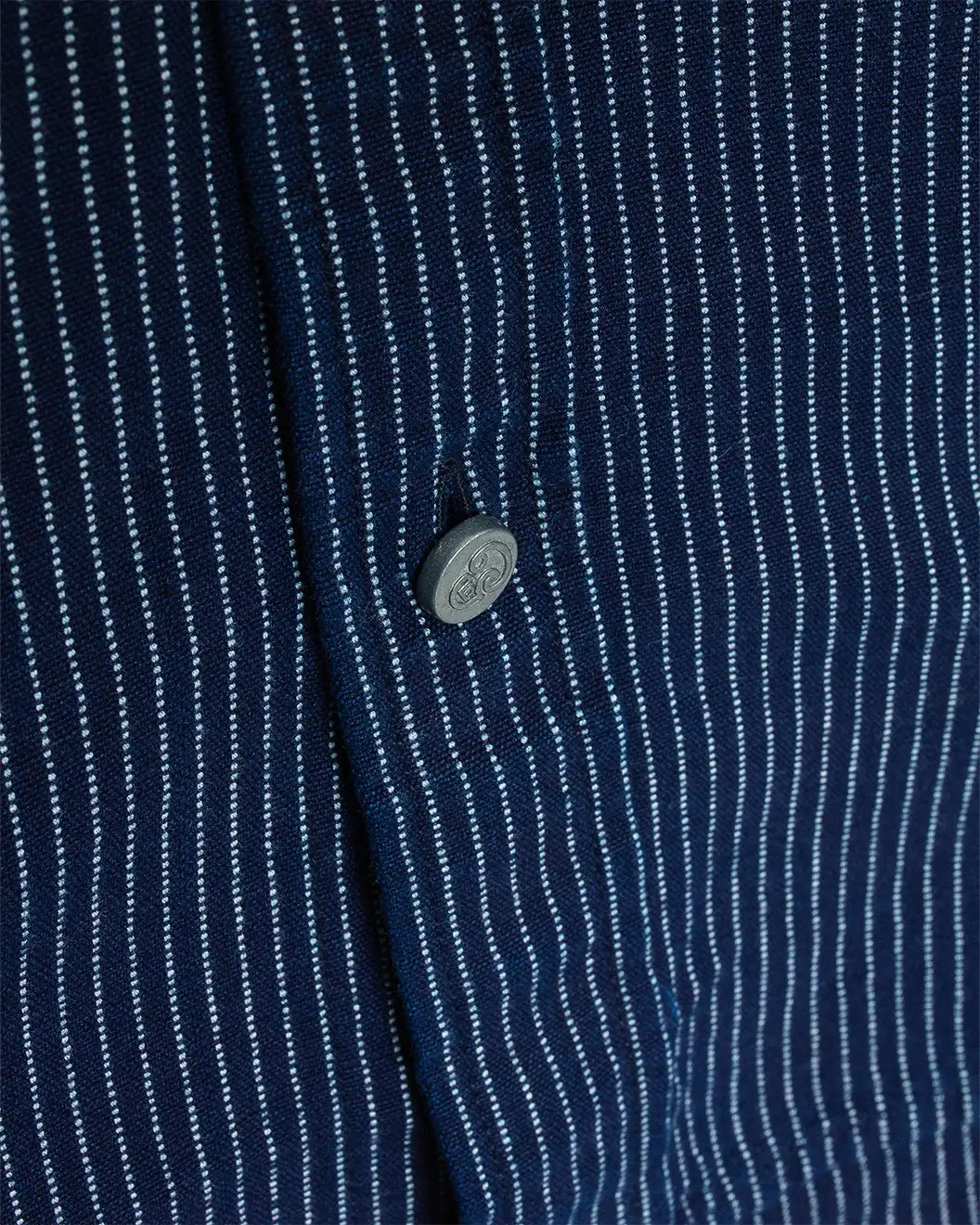 No240 Utility Shirt Indigo White Stripe Chambray