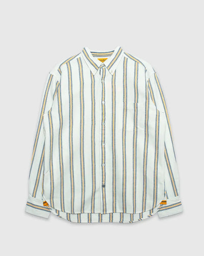 No5 Classic Two Ply Oxford Shirt White Blue Gold Stripe