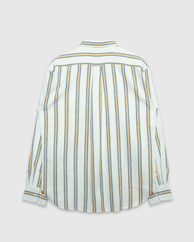 No5 Classic Two Ply Oxford Shirt White Blue Gold Stripe
