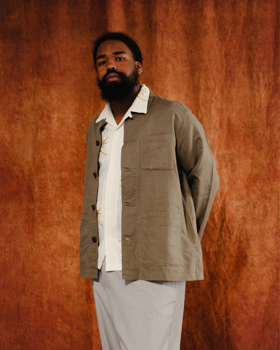 Bakers Overshirt Linen Cotton Olive