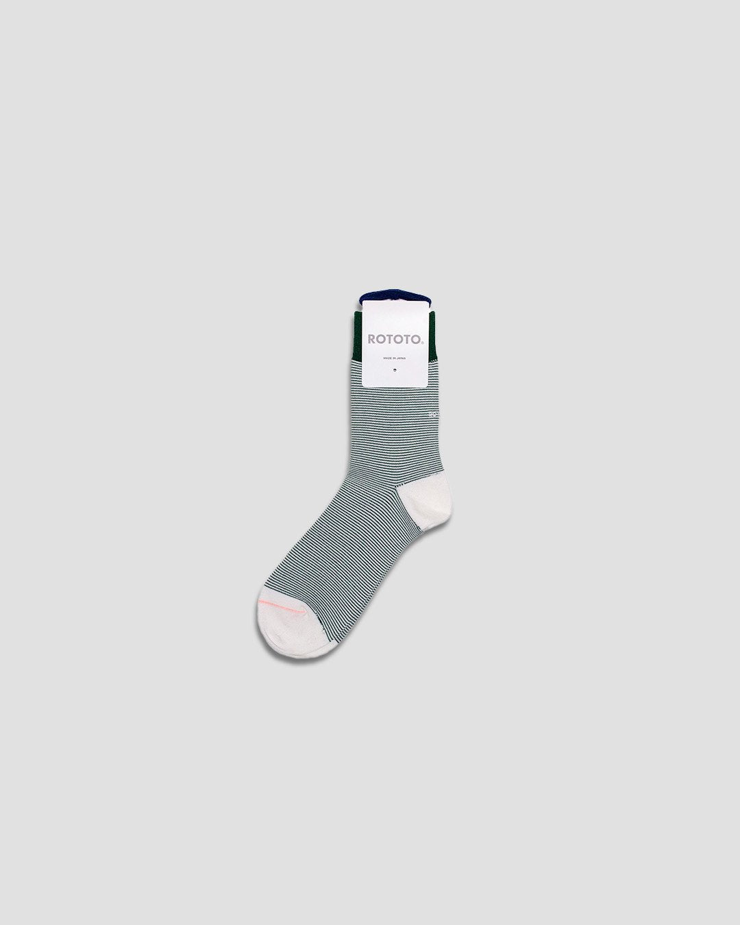 Fine Stripe Mini Crew Socks - D.Green