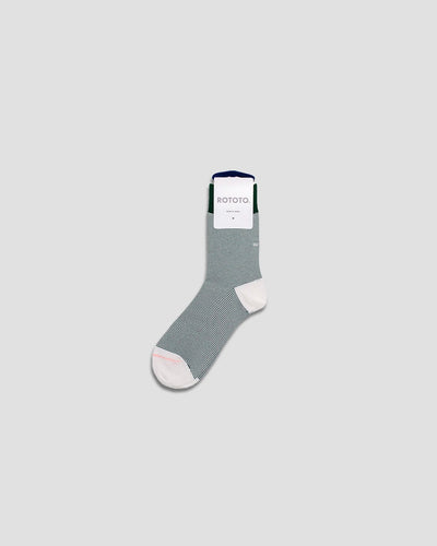 Fine Stripe Mini Crew Socks - D.Green