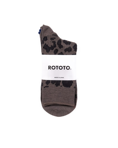 Leopard Mini Crew Socks - L.Blue