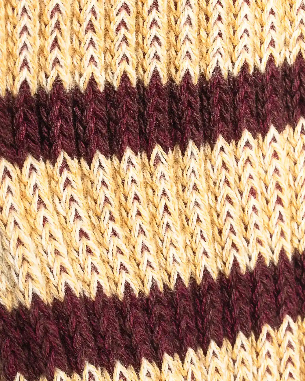 Coarse Ribbed Socks Burgundy/Cream R1255