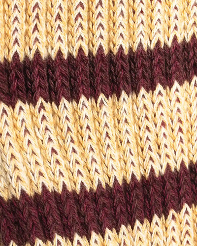 Coarse Ribbed Socks Burgundy/Cream R1255