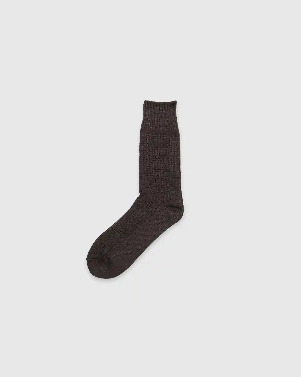 Cotton Waffle Crew Socks Dark Brown R1110