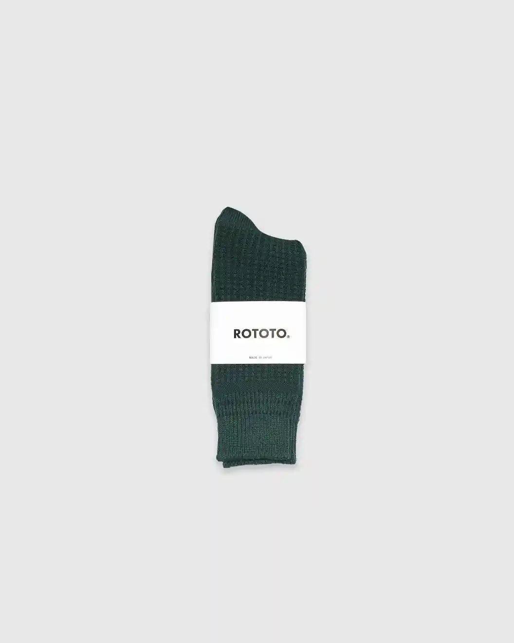 Cotton Waffle Crew Socks Forest Green R1110
