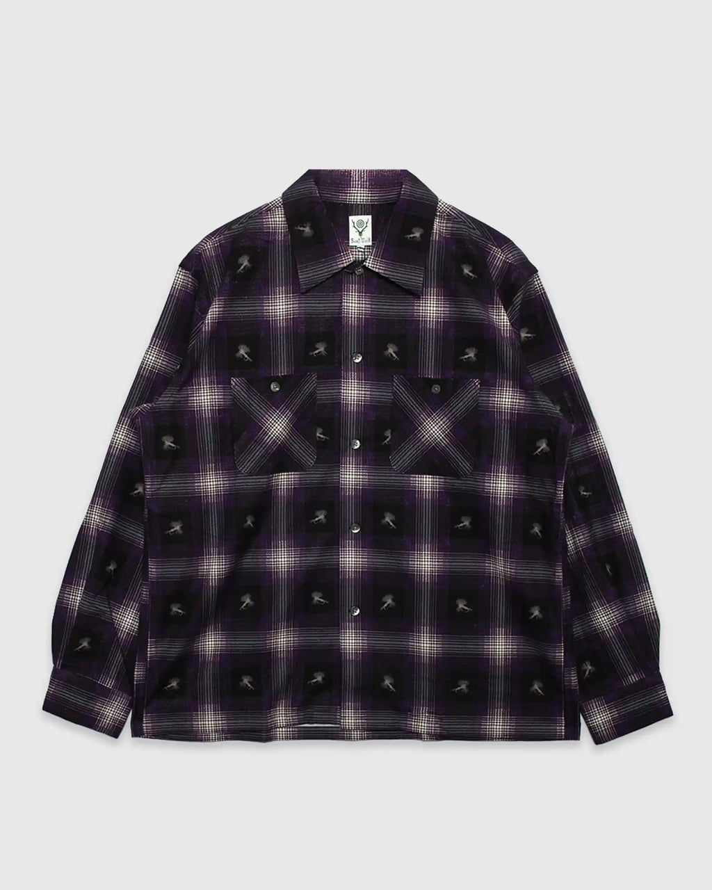 Classic Printed Flannel Shirt Purple