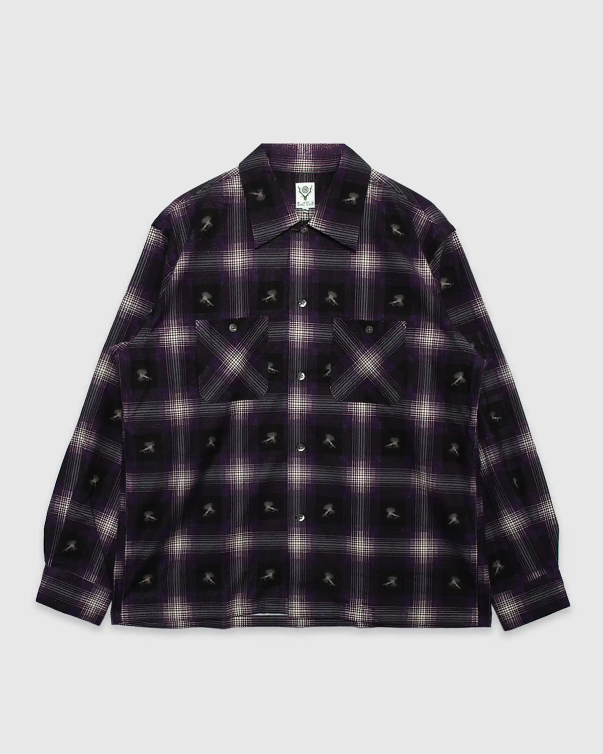 Classic Printed Flannel Shirt Purple