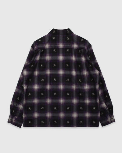 Classic Printed Flannel Shirt Purple