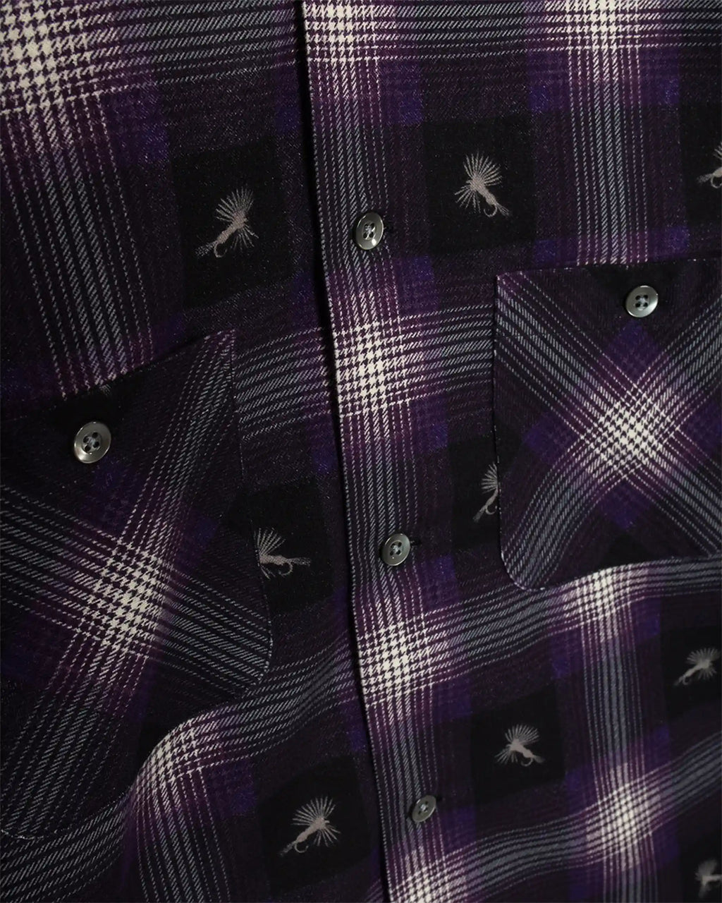 Classic Printed Flannel Shirt Purple