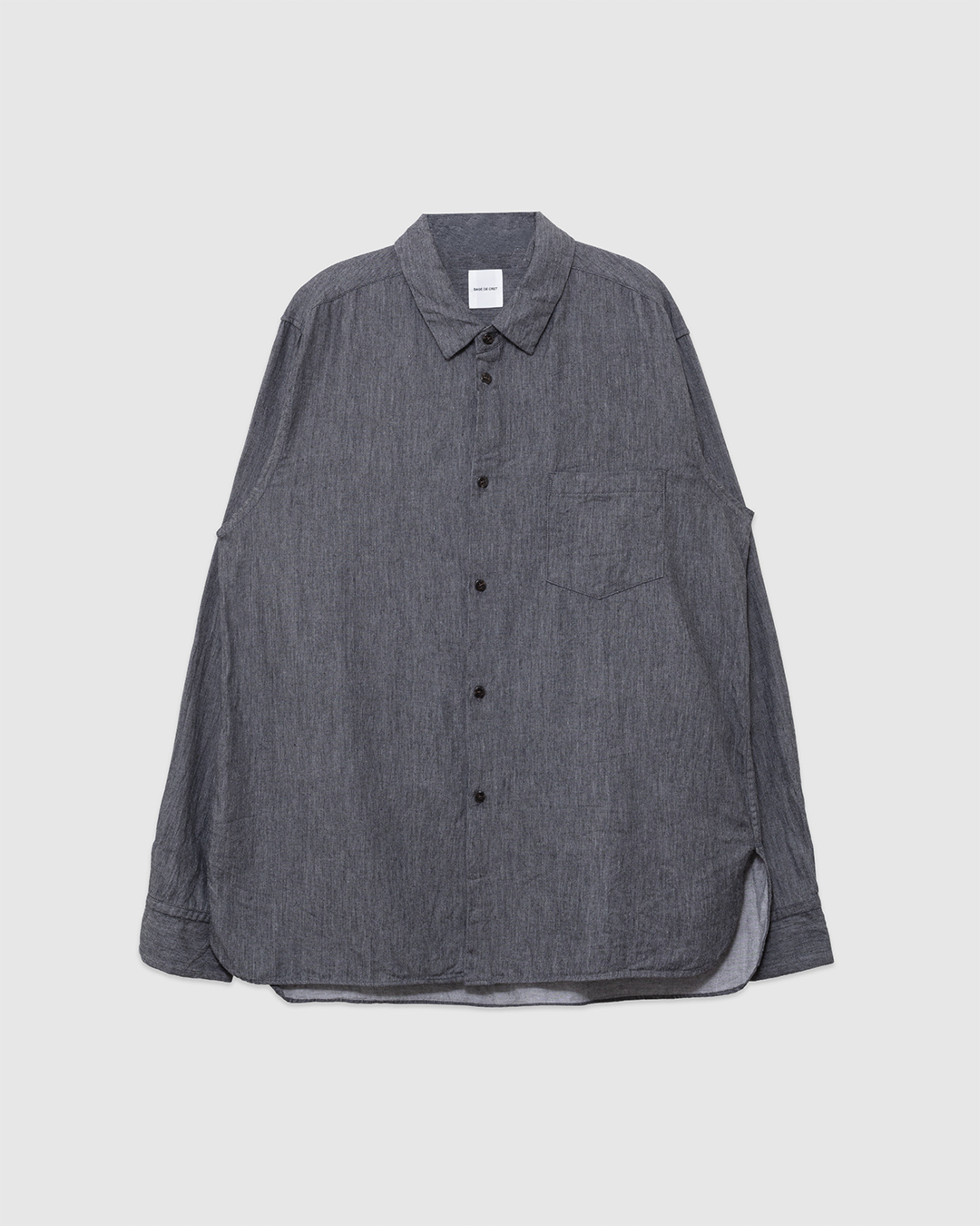 Organic Cotton Yan Dyed Twill Regular Collar Shirt Charcoal