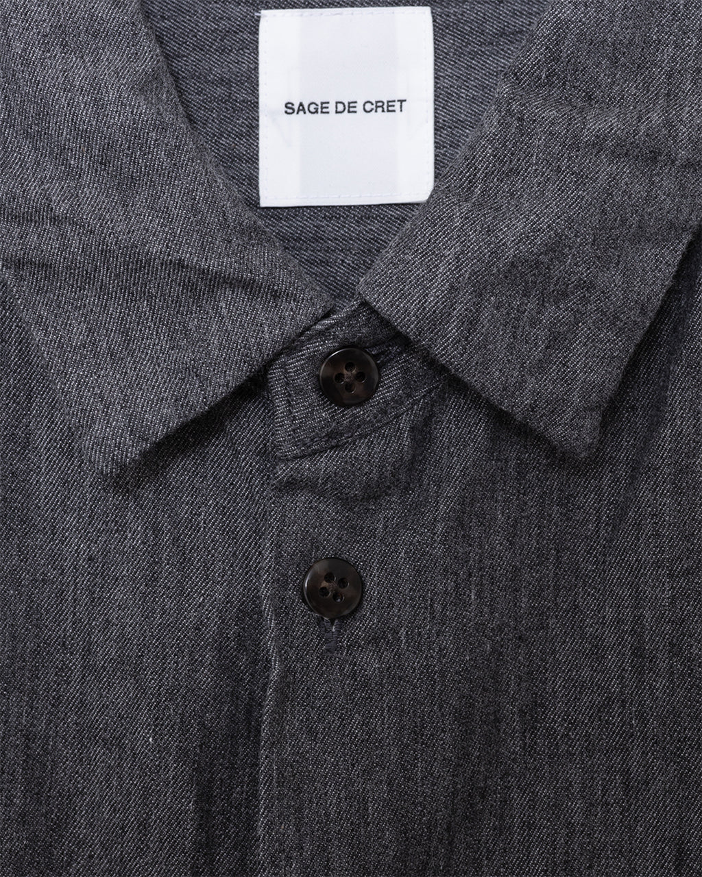 Organic Cotton Yan Dyed Twill Regular Collar Shirt Charcoal