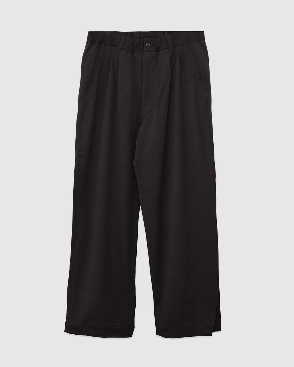 Twill Stretch Wide Double Pleated Easy Pants Brown