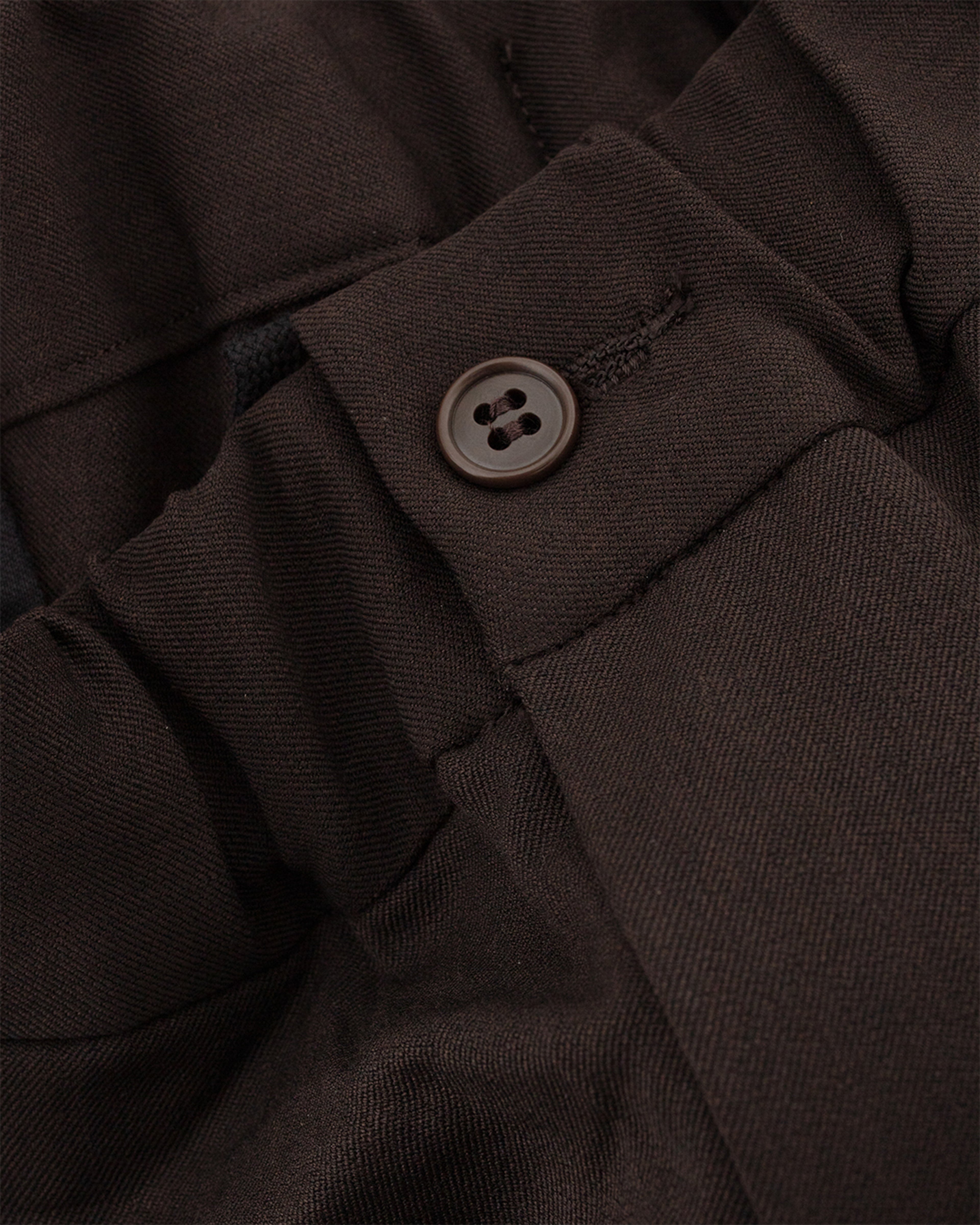Twill Stretch Wide Double Pleated Easy Pants Brown