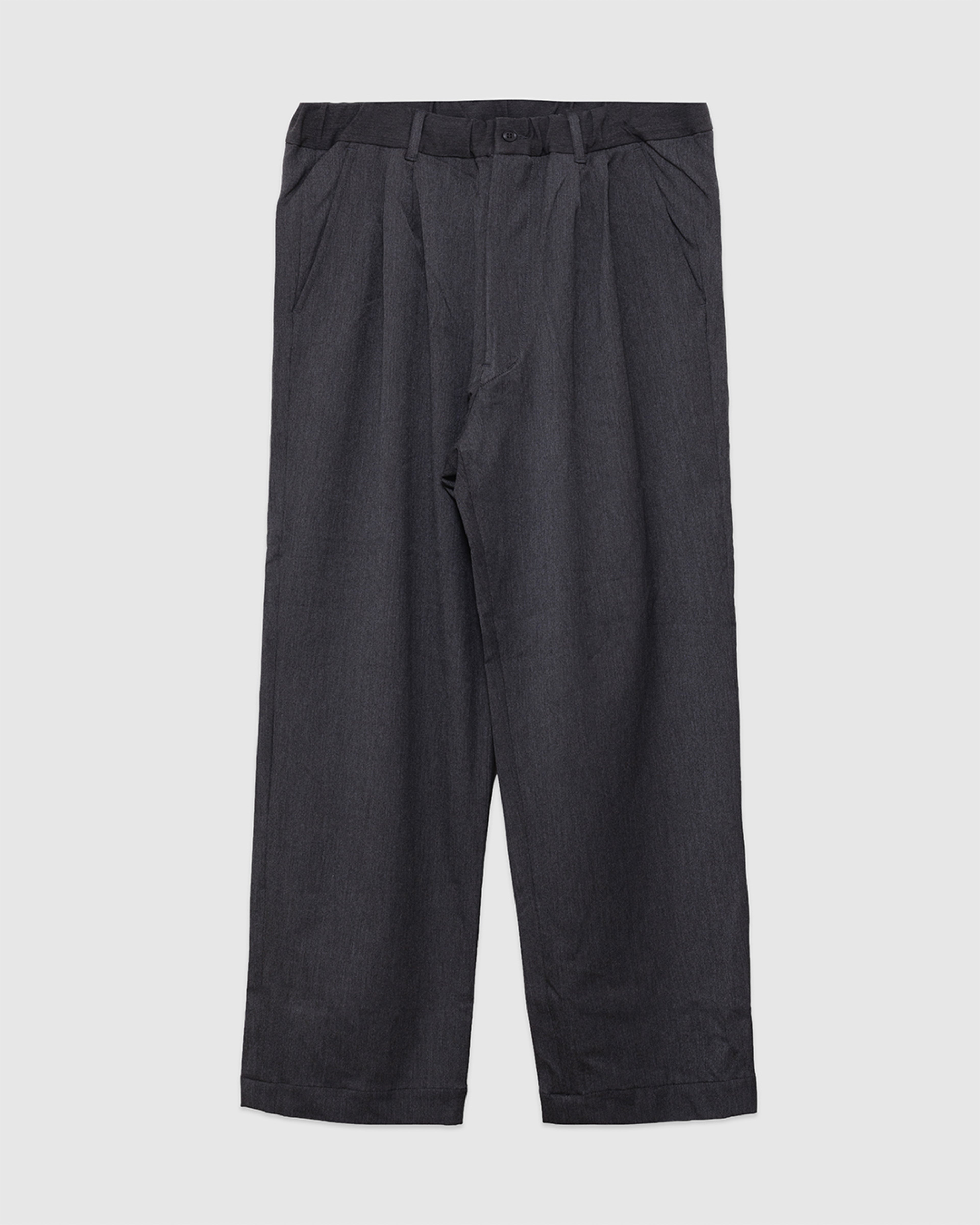 Twill Stretch Wide Double Pleated Easy Pants Charcoal