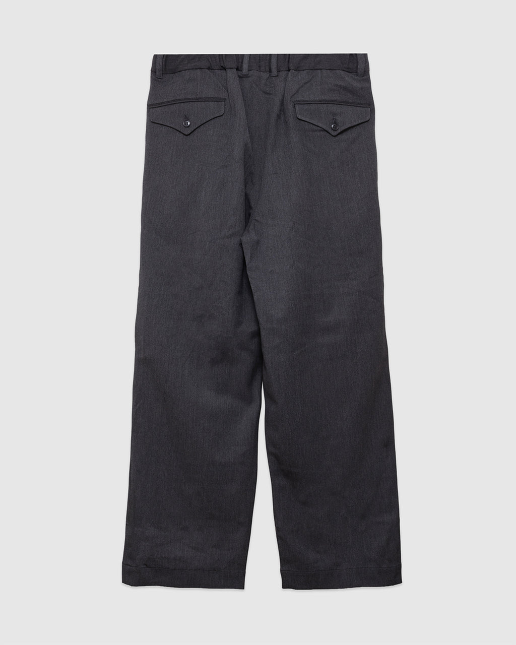 Twill Stretch Wide Double Pleated Easy Pants Charcoal