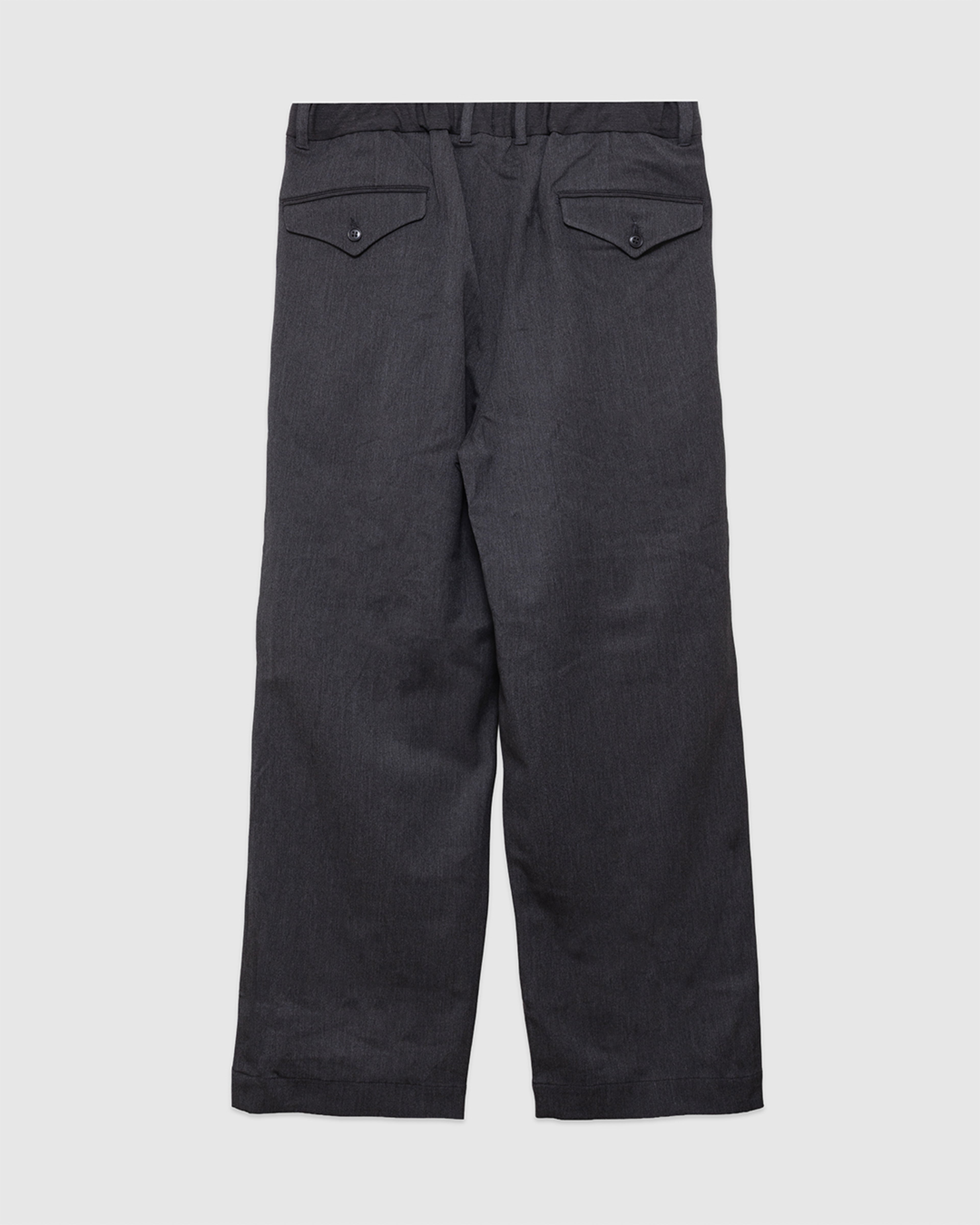 Twill Stretch Wide Double Pleated Easy Pants Charcoal