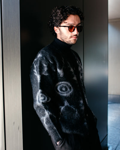 Skull & Target V-Neck Cardigan Sweater Black