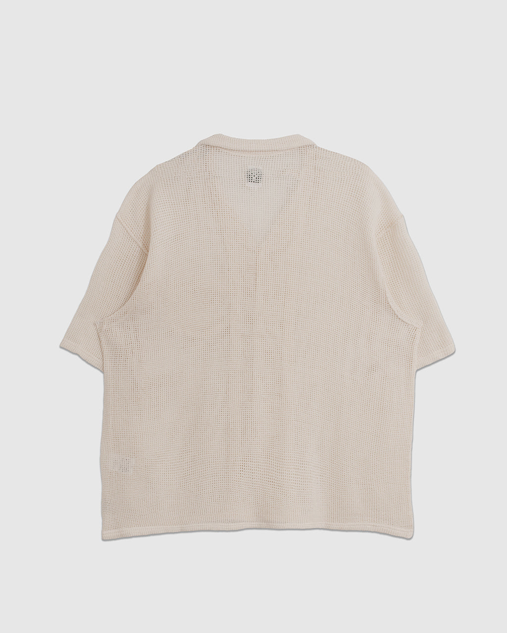 Open Collar Shirt Cotton Mesh White