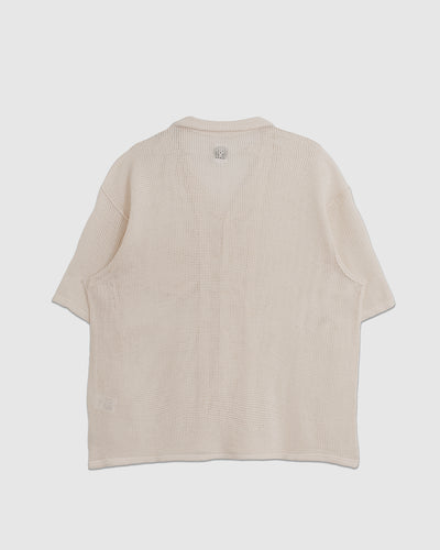 Open Collar Shirt Cotton Mesh White