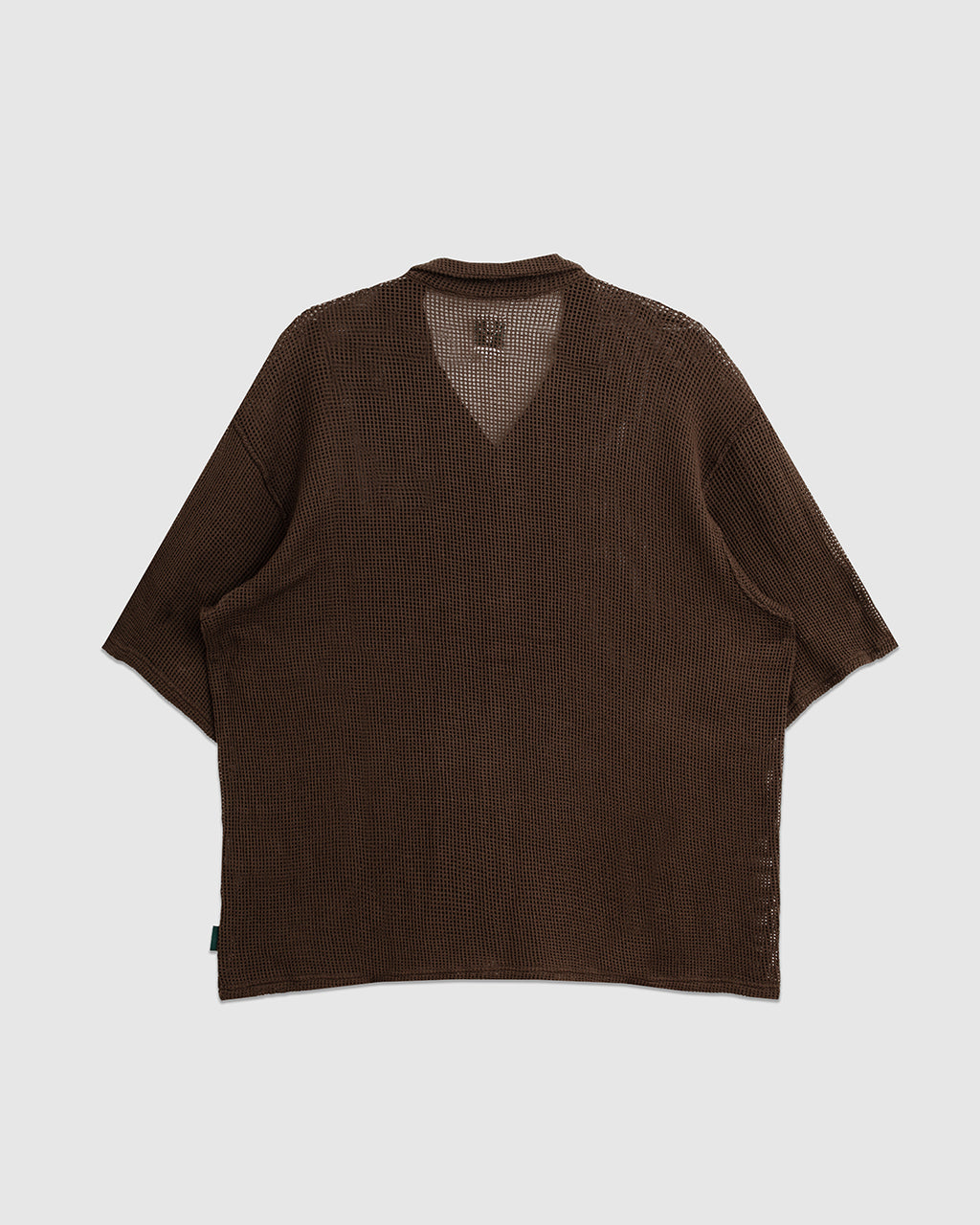 Open Collar Shirt Cotton Mesh Olive