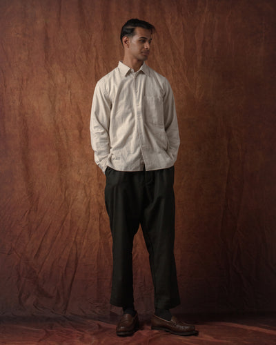 Square Pocket Shirt Brushed Flannel Ecru