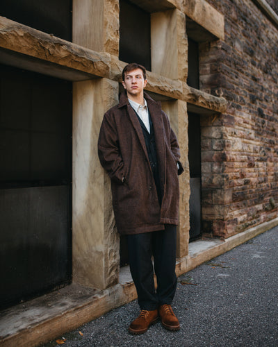 Stan Coat Wool Tweed Mix Navy/Brown