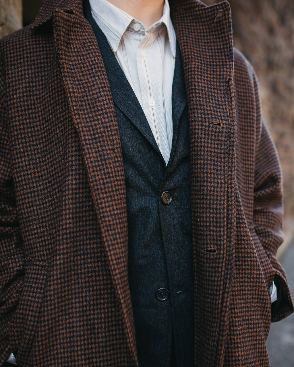 Stan Coat Wool Tweed Mix Navy/Brown
