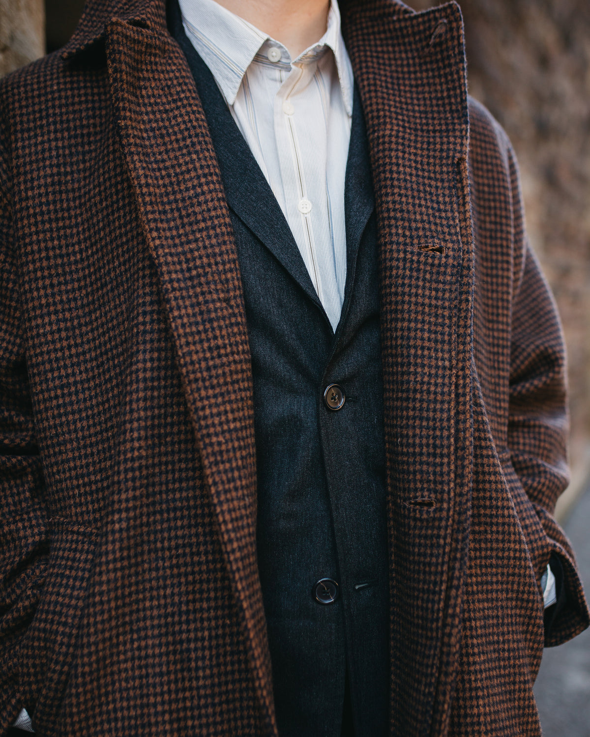 Stan Coat Wool Tweed Mix Navy/Brown