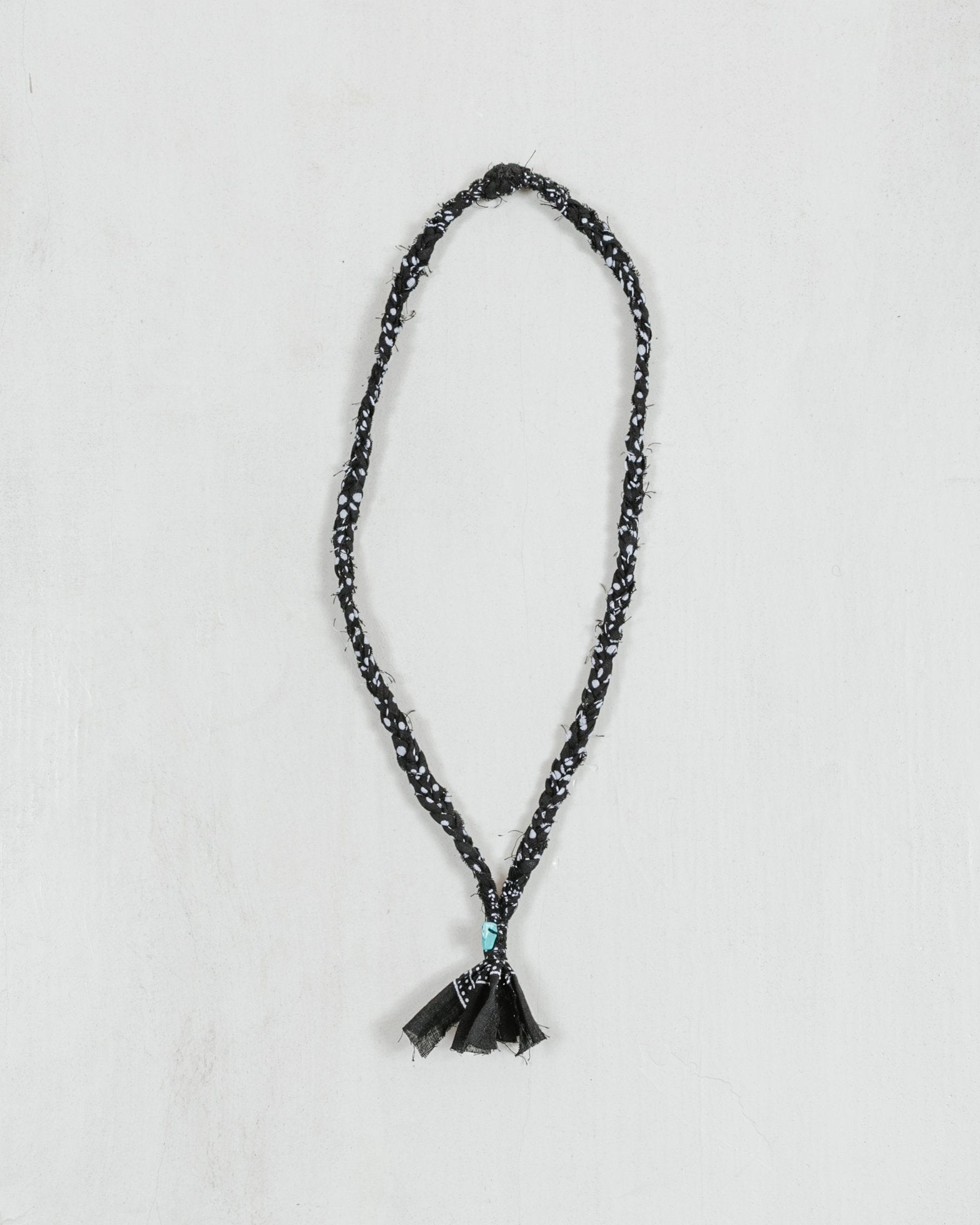 Celebrate Nature Bandana Necklace #37 - Black/ Turquoise bead/ Small White-Pois
