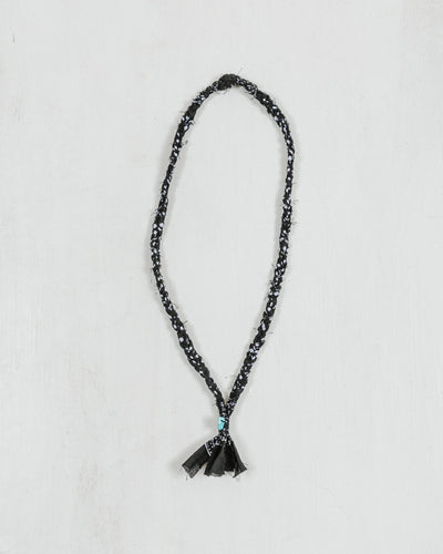 Celebrate Nature Bandana Necklace #37 - Black/ Turquoise bead/ Small White-Pois