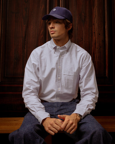 Ticking Stripe Button Down Oxford Shirt Lt Blue