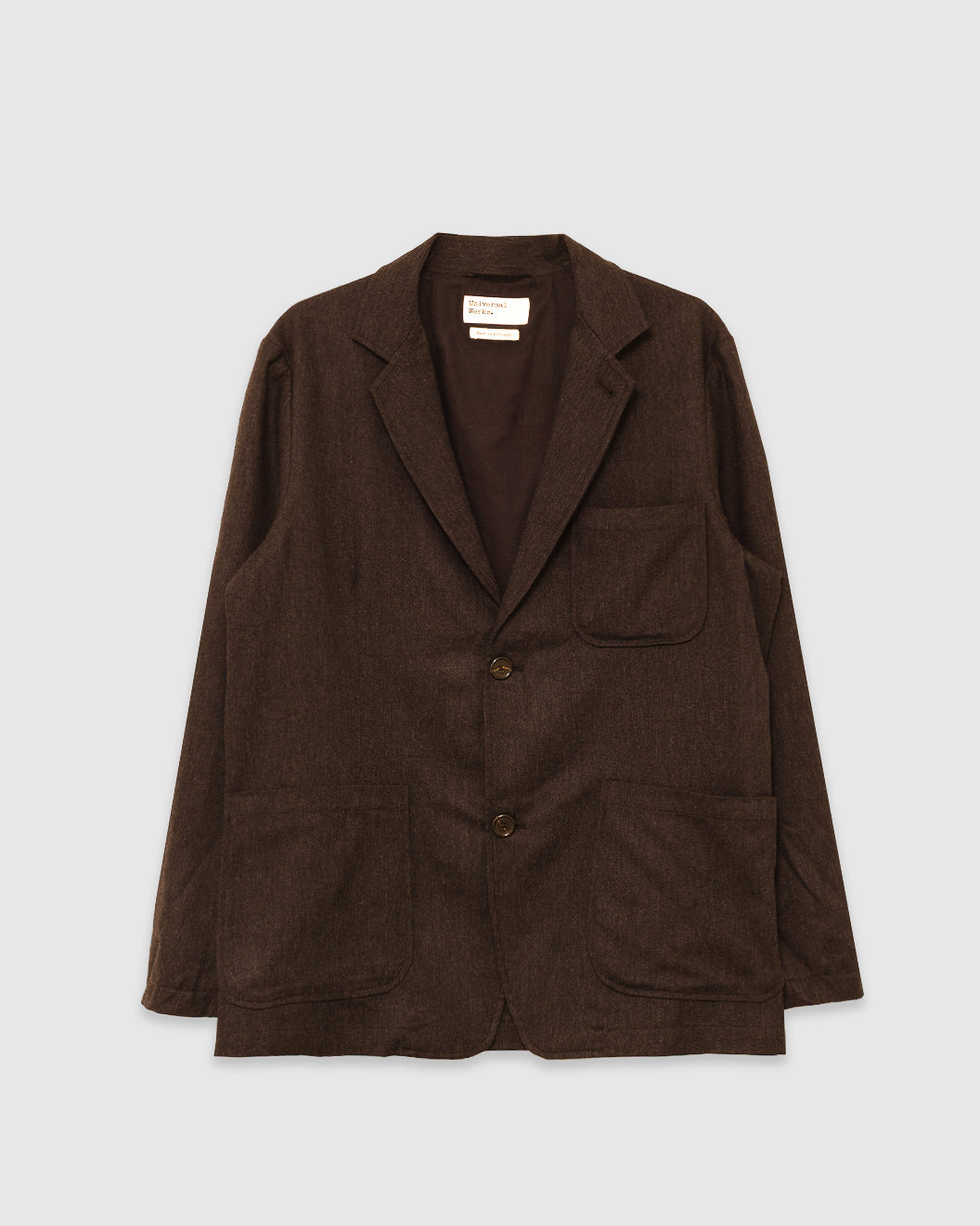 Two Button Jacket Recycled Italian Tweed Brown