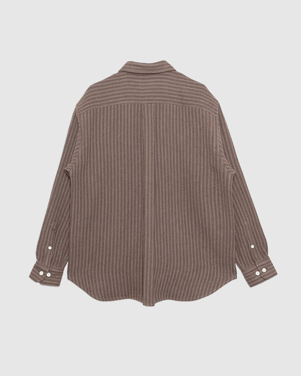 Ole Oversized Wool Stripe Shirt Seal Brown