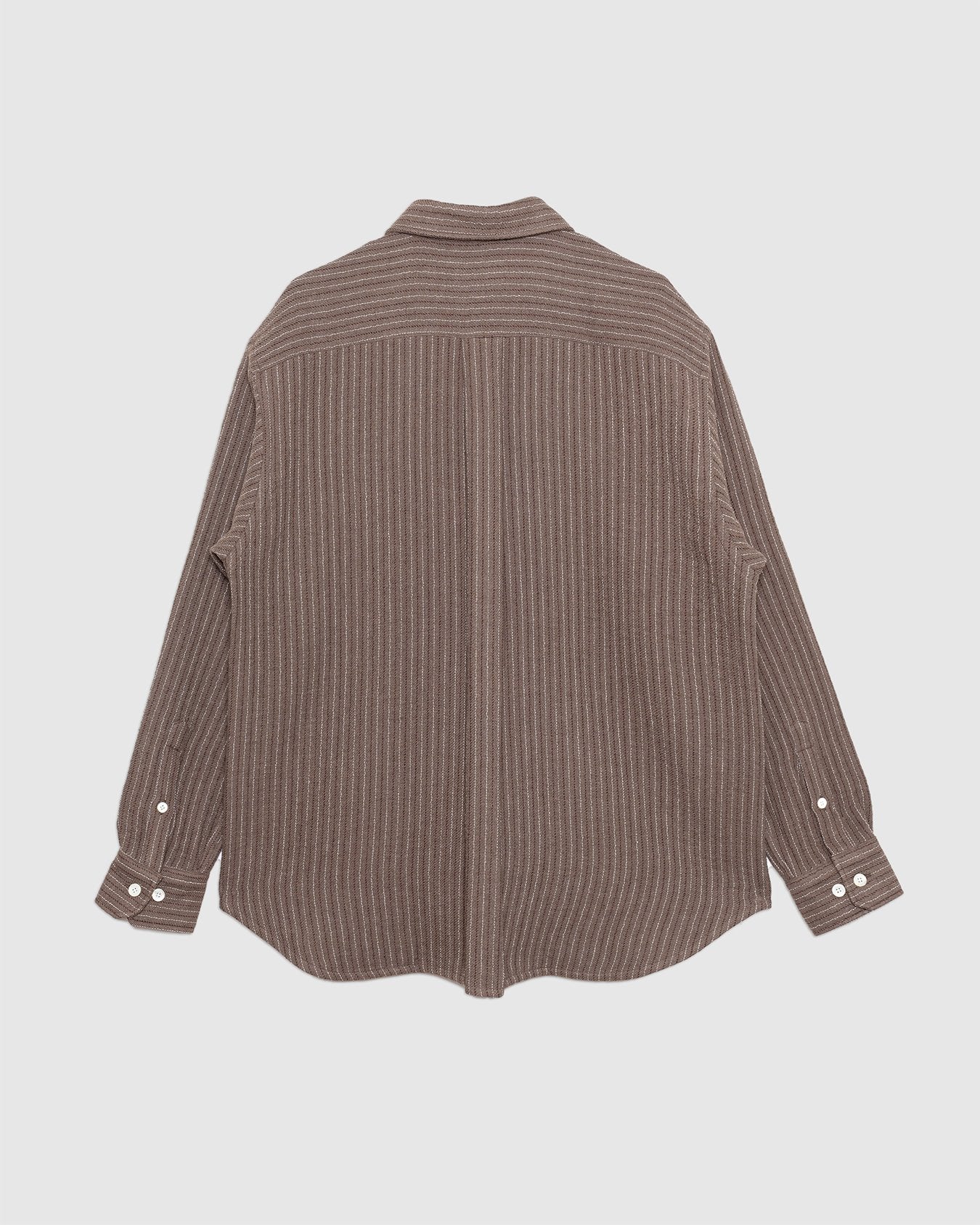 Ole Oversized Wool Stripe Shirt Seal Brown