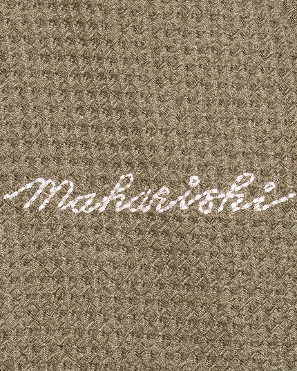 Embroidered Waffle Olive Kimono Overshirt