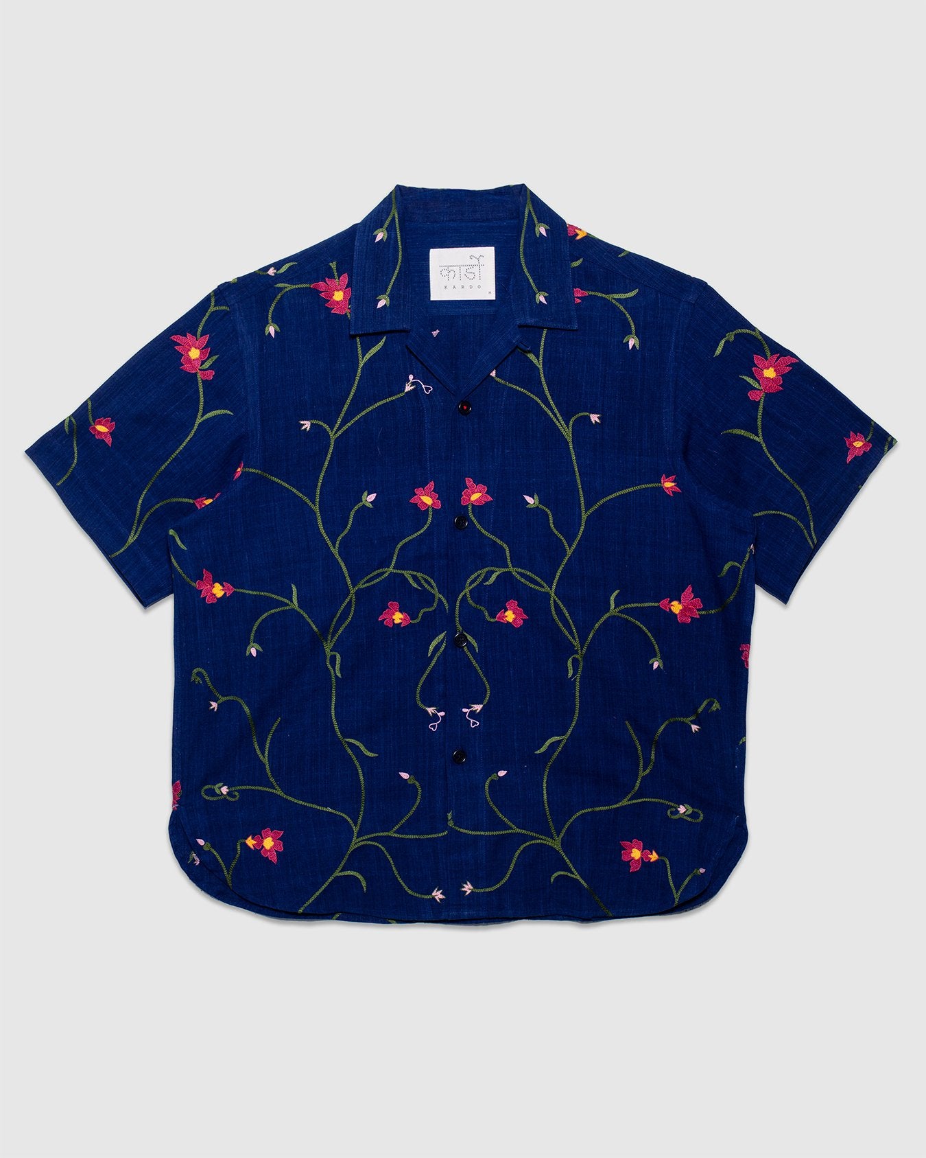 Ronen Shirt Hand Embroidery - Indigo