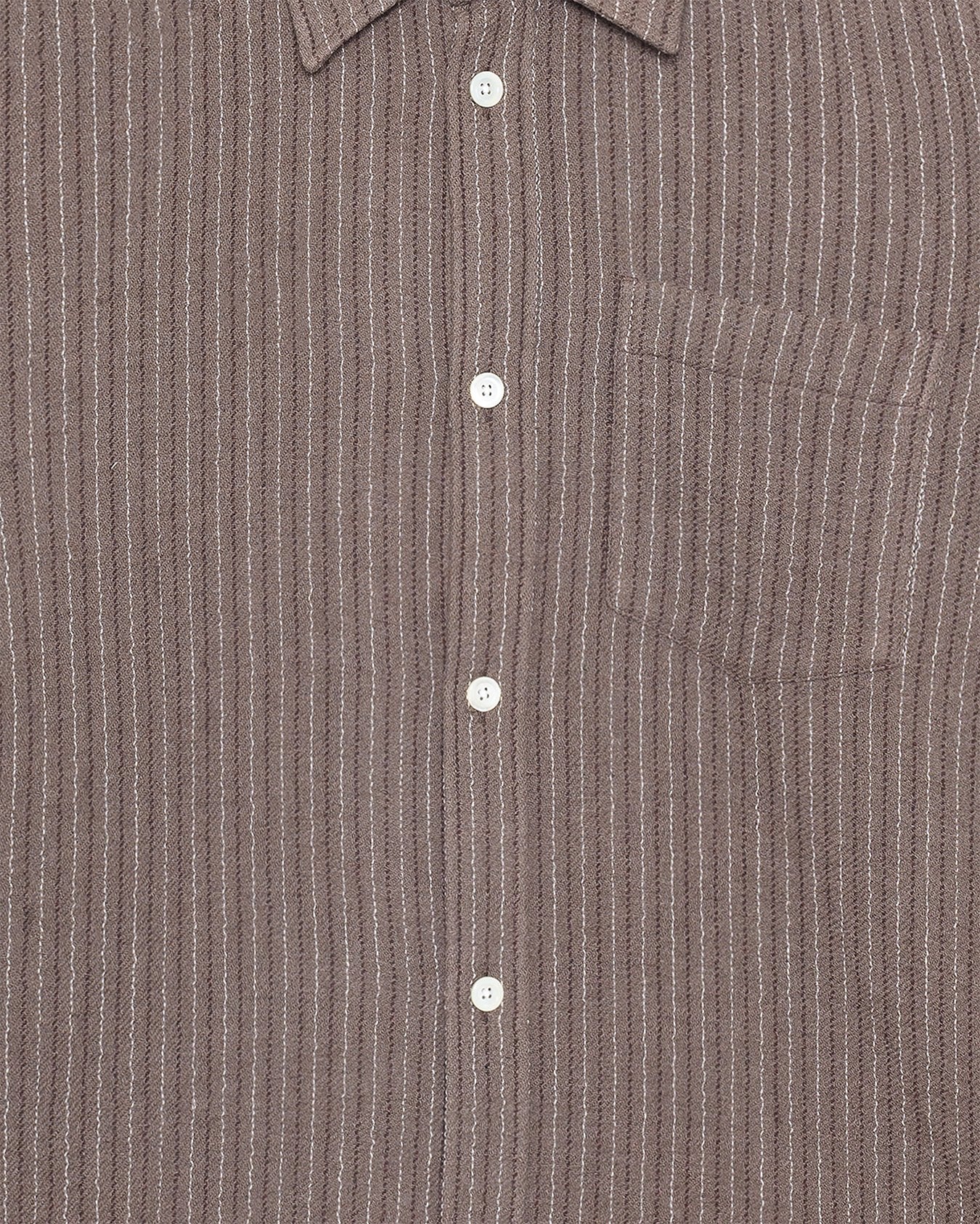 Ole Oversized Wool Stripe Shirt Seal Brown