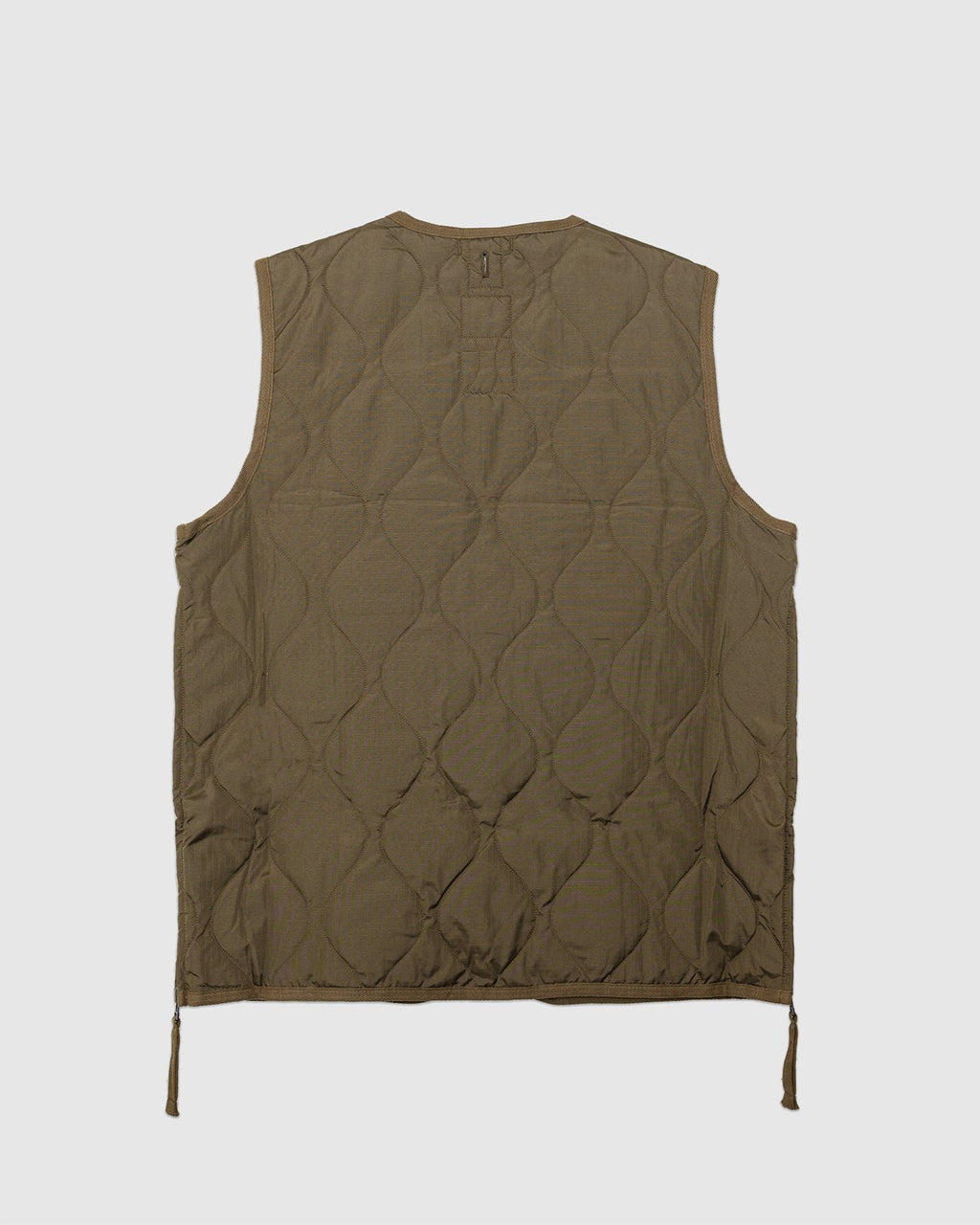 Military W-Zip V Neck Down Vest Dark Olive