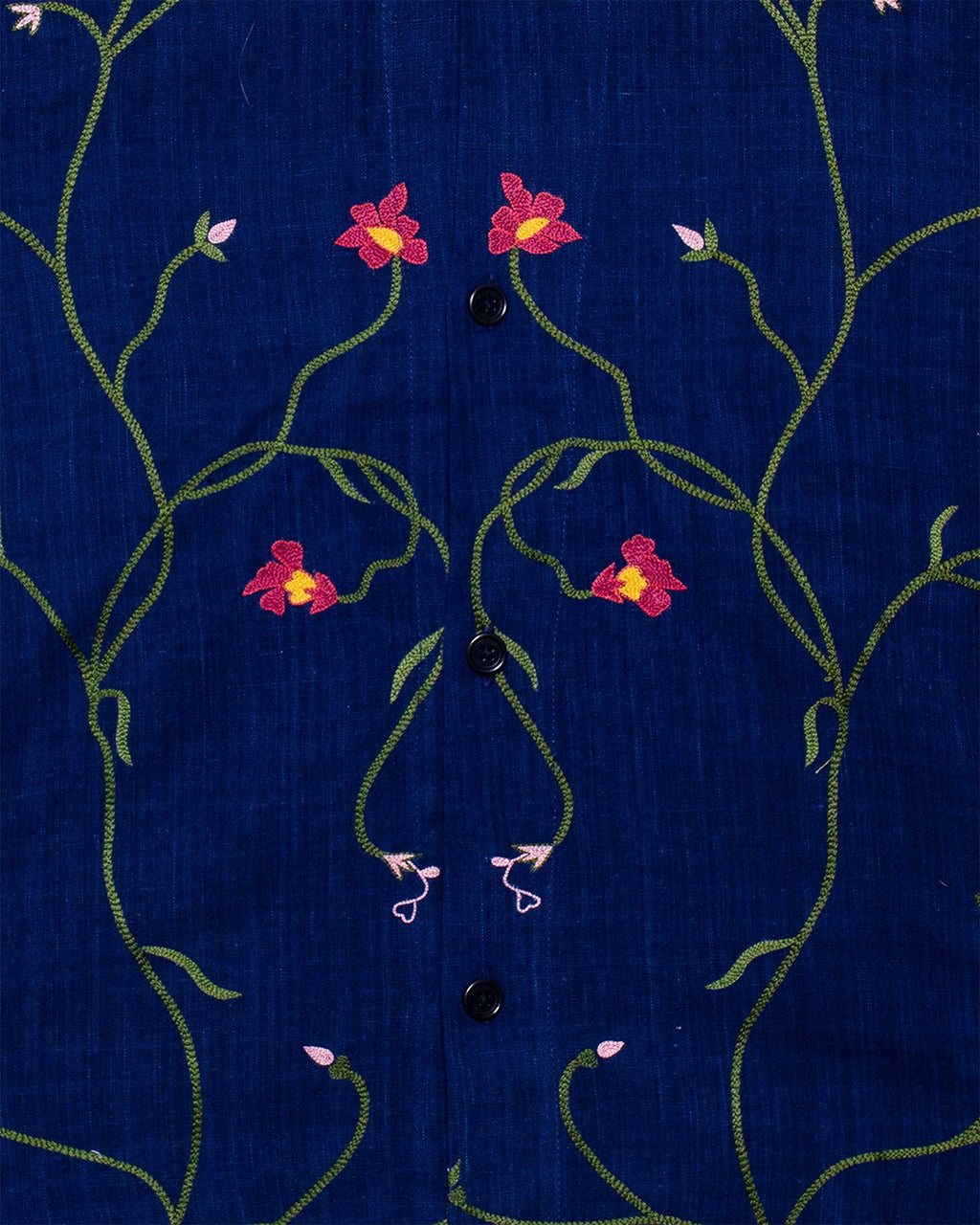 Ronen Shirt Hand Embroidery - Indigo