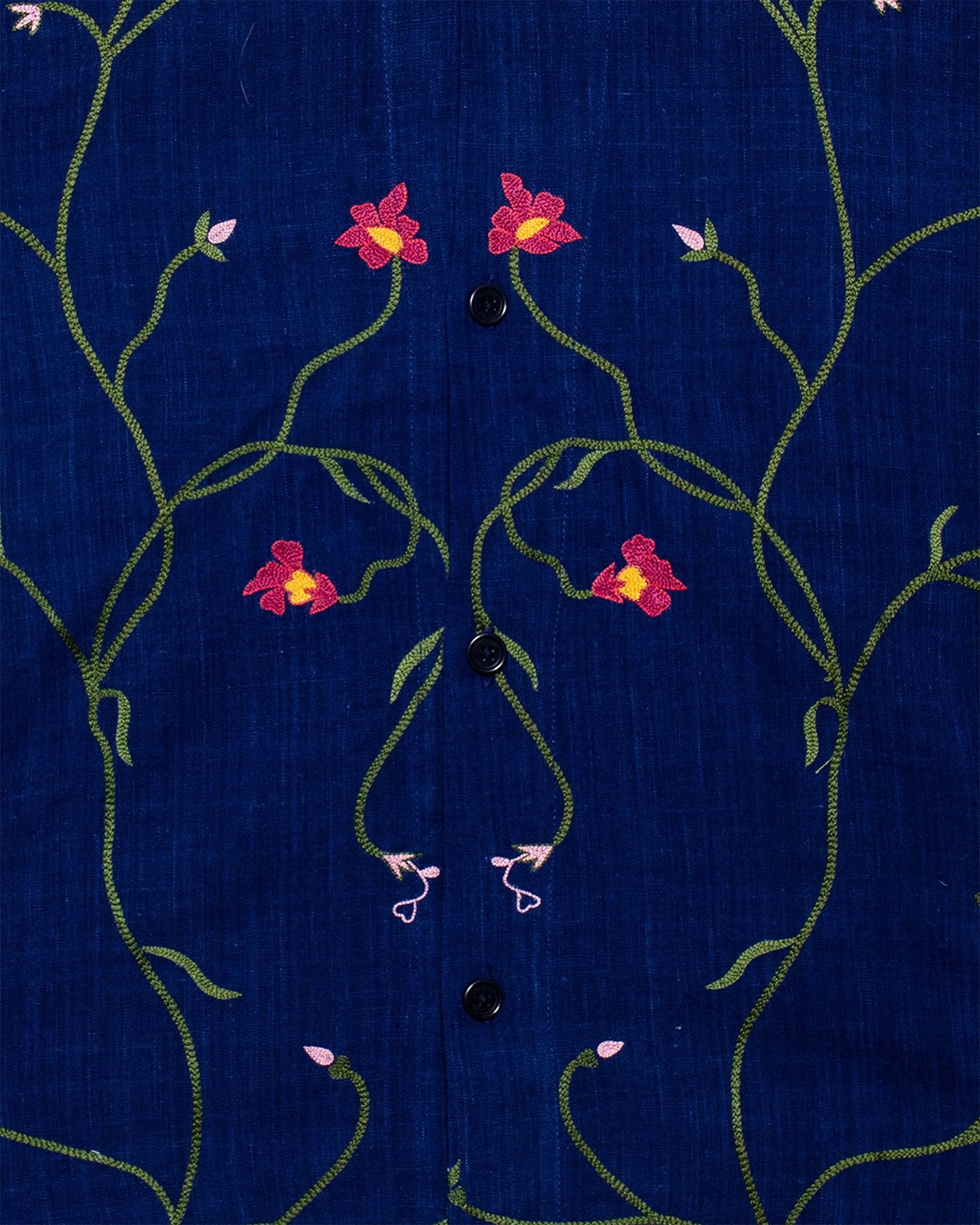 Ronen Shirt Hand Embroidery - Indigo