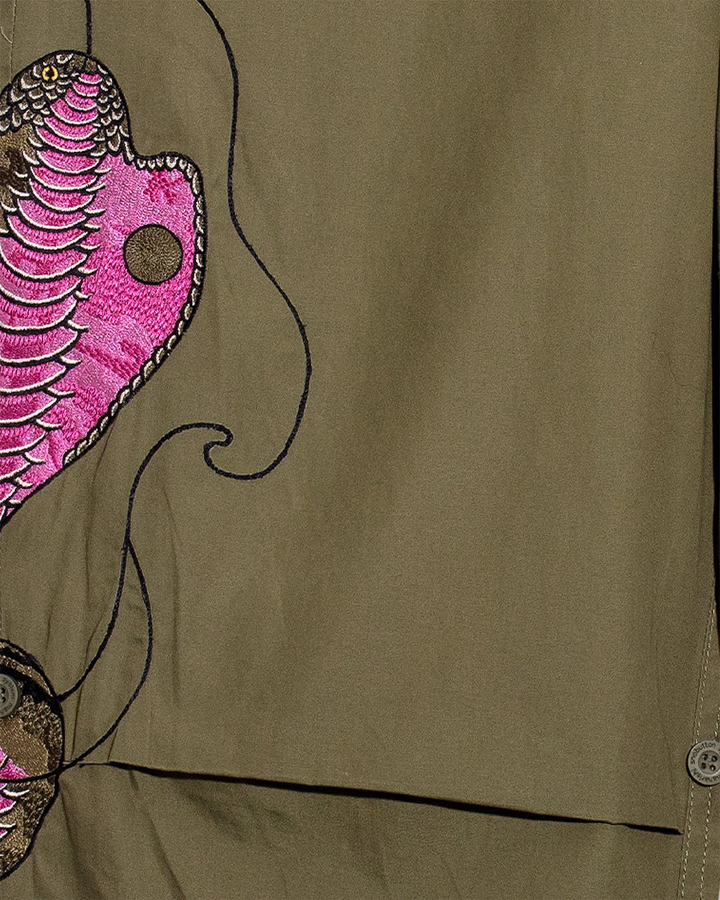 Ying Yang Cobra Embroidery Loose Snopants - Olive