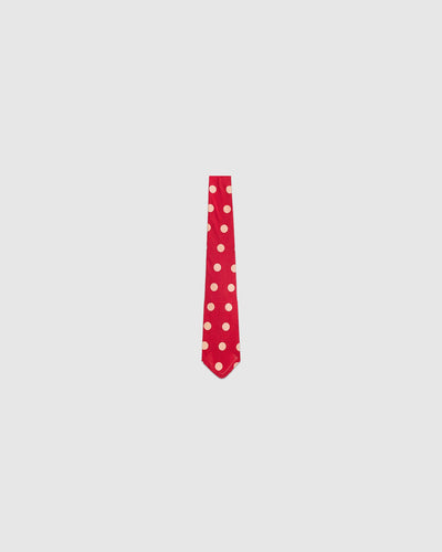 Bold Dot Print Rayon Tie Red