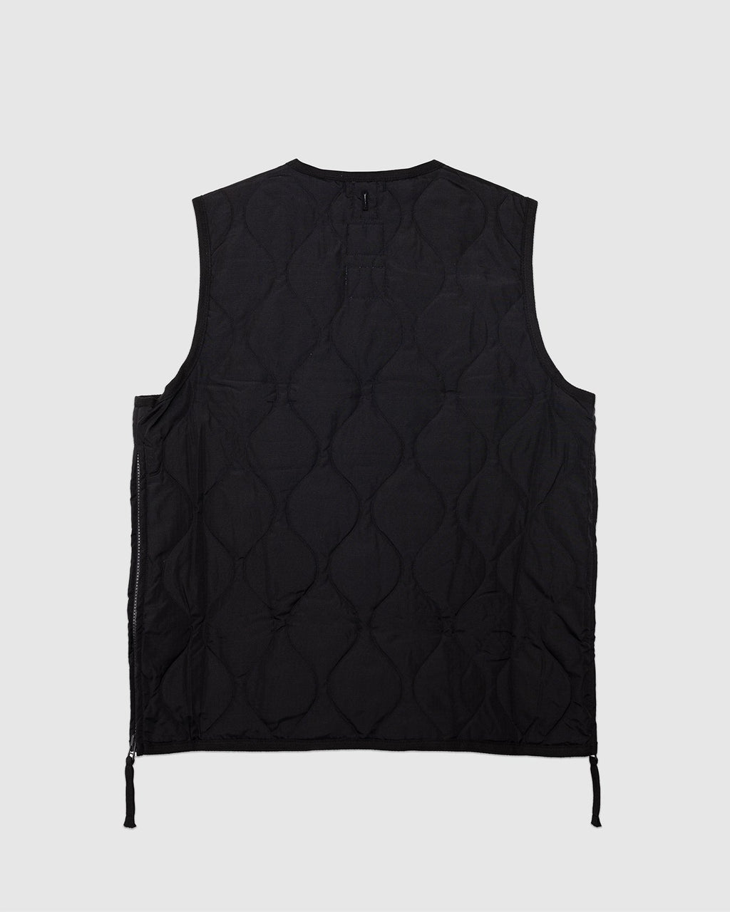 Military W-Zip V Neck Down Vest Black